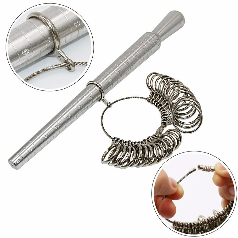 yiepet us ring sizing kit,gauge set with measuring tool,sizes 0-15 steel  ring mandrel.
