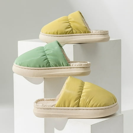 

Gubotare House Slippers For Women Women s Furry Faux Fur Slippers Cozy Memory Foam House Slippers Soft Comfy Flat Slide Sandals Indoor Outdoor Green 7.5