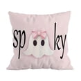 thumbnail image 5 of Aurorax Halloween Pillow Covers 18x18,Square Decorative Pink Pillow Covers for Couch Sofa,Cute Spooky Pink Ghost Decor for Halloween Home Indoor, 5 of 6