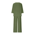 thumbnail image 6 of Jinhomg Two Piece Outfits for Women Sexy Solid V Neck Top And Pants Sweatsuit Set Flowy Comfortable Two Piece Outfit Green,L, 6 of 7