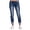 a-Dark Blue63, variant on Womens Solid Color Washed Denim Mid Waist Cropped Jeans Ripped Detail Slim Fit Casual Trousers For Daily Wear Light blue L