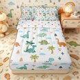 thumbnail image 2 of Erosebridal Cartoon Jungle Dinosaur Zipper Twin Comforter Sets with Fitted Sheet and 2 Pillowcases,Palm Tree Cloud Zipper Bedding Set,Sage Ivory,4-Piece,Reversible, 2 of 6
