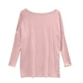 thumbnail image 3 of Elvqul Tops for Women Plus Size Pink Long Sleeve Tshirt Tops for Women Trendy Solid Loose Round Neck Tops, 3 of 7