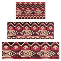 Red Geometric Striped Pattern Kitchen Rugs Sets Of 3,Kitchen Runner Rugs Non Skid Washable,Decorative Kitchen Floor Mats for Kitchen,Sink,Laundry,17"x30" 17"x47" 17"x59"