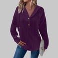 thumbnail image 2 of gakvbuo Long Sleeve Tunic Tops for Women Women'S Solid Color Rowan Hooded Button Loose Long-Sleeved Hoodie, 2 of 8