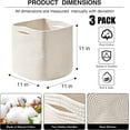 thumbnail image 3 of 11 Inch Cube Storage Bins, 11x11 Cube Storage Bins for Cube Organizer, Square Cloth Storage Cubes, Woven Storage Baskets for Shelves, Toy Rope Baskets Storage Kids, Off White (Pack of 3), 3 of 5