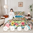 thumbnail image 3 of Castle Fairy Floral Camper Full Size Comforter Sets 3 Pieces for Girls, Mountain Art Bedding Sets for Bedroom, Pink Green Beige,Grey Reversible, 3 of 6