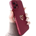 thumbnail image 1 of Compatible with iPhone 12 Pro Max Case for Women, Bronzing Luxury Heart Phone Case Cute Soft TPU Shockproof Full Camera Lens Protective Cover for iPhone 12 Pro Max 6.7 Inch - Burgundy, 1 of 14