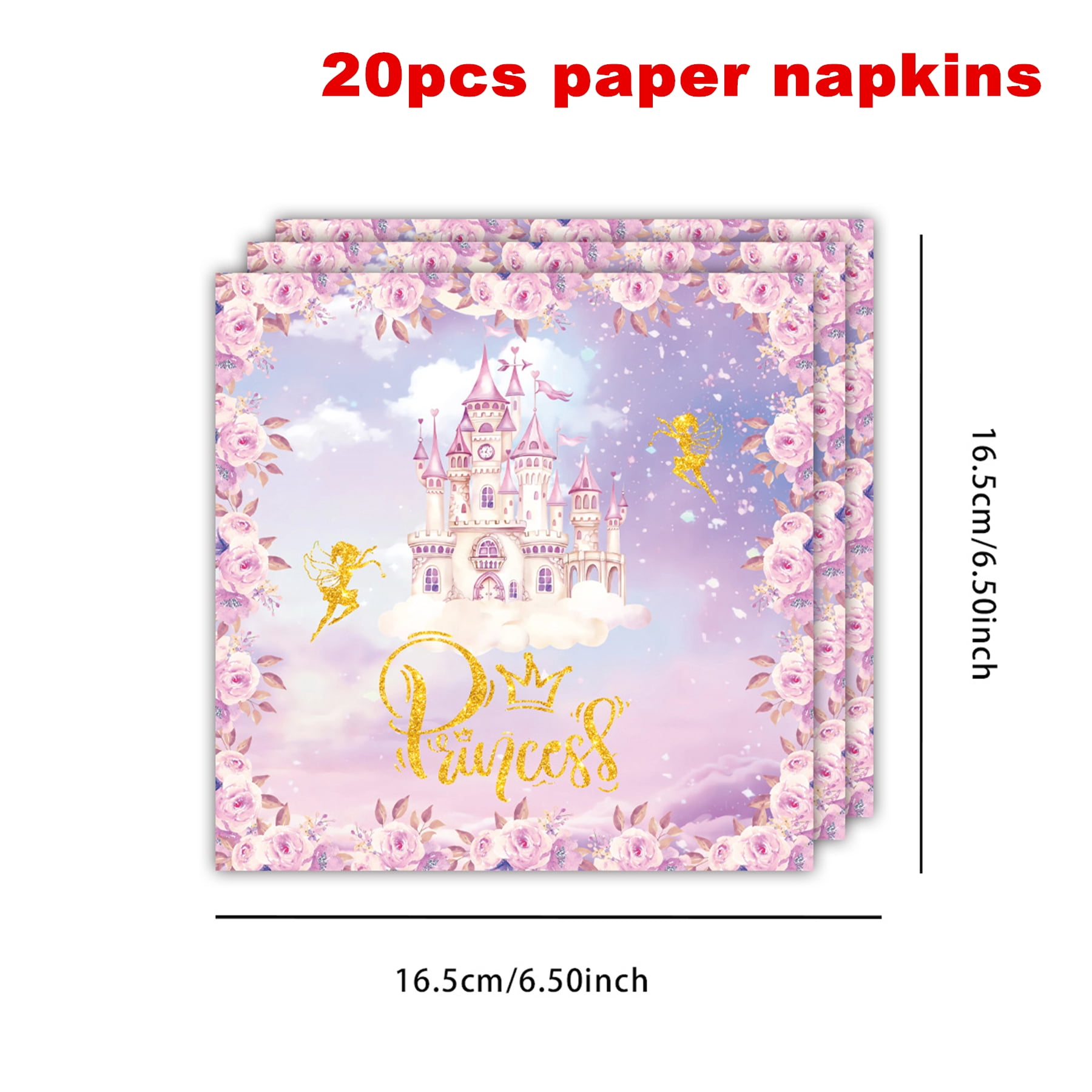 162pcs Princess Party Decorations Castle Crown Carriage Paper Plates Napkins Disposable Tableware Set Paper Cups Watercolor Floral Glitter Princess Birthday Party Supplies Serves 20 Guests