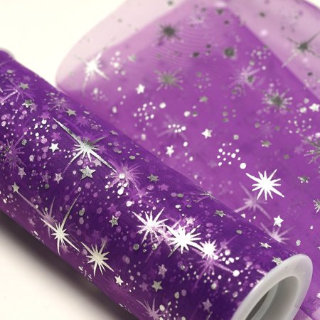 Balsacircle 6 X 10 Yards Silver Stars Design Tulle Organza Fabric