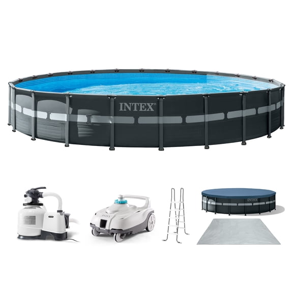 INTEX 24ft x 52in Ultra XTR Above Ground Swimming Pool, Sand Filter Pump, & Automatic Vacuum Cleaner