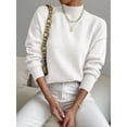 thumbnail image 6 of Women'S Seamless Sweater Ready to Wear Long Sleeve Knitted Pullover Tops White L, 6 of 8
