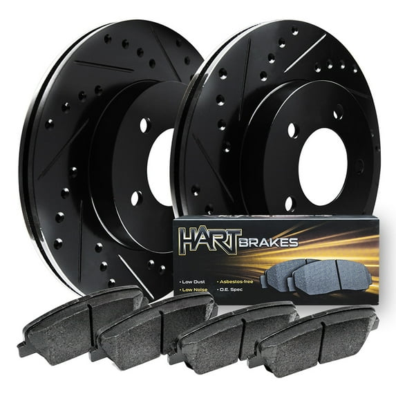 Hart Brakes Front Brakes and Rotors Kit |Front Brake Pads| Brake Rotors and Pads| Ceramic Brake Pads and Rotors |fits 1995-2000 Chrysler Cirrus, 1995-2000 Dodge Stratus, 1996-2000 Plymouth Breeze