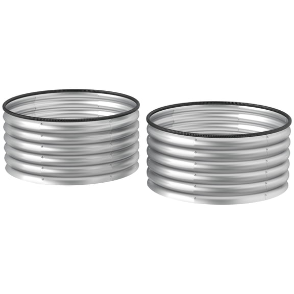 Set of 2 Raised Garden Bed, Metal Planter Box with Safety Edging, Easy-to-assemble Stock Tank 3'x3'x1.4' Silver