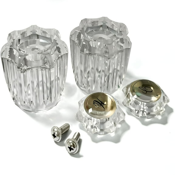 HIBIBUD Bathtub Faucet Clear Acrylic Knob Hot and Cold Water Replacement Parts