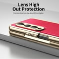 thumbnail image 5 of Dteck Case for Samsung Galaxy Z Fold 3,Luxury Leather Built-in Screen Protector Case Shockproof Electroplated Hard PC Bumper Cover for Galaxy Z Fold 3 5G,Red, 5 of 9