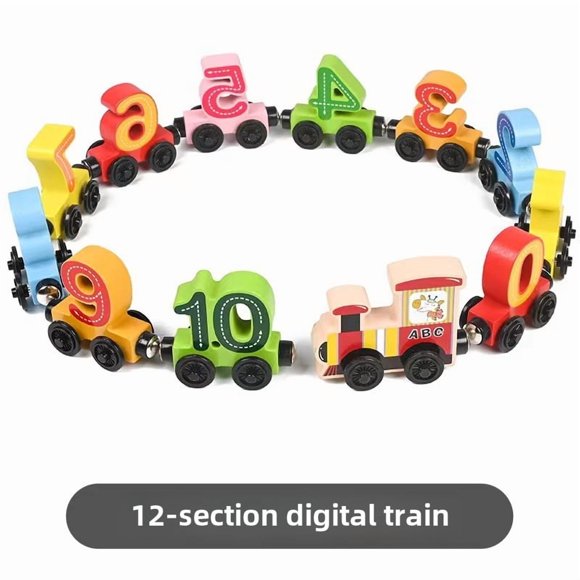 Ensemble de Train en Bois Magnétique Éducatif pour Enfants de 4 à 6 Ans - Blocs de Construction de Chiffres et Lettres à 12 Liaisons, Jouet Éducatif Personnalisable avec Construction en Bois Durable, Nouvelle Version mmm, 0,42kg, Jeu Polyvalent