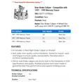 thumbnail image 2 of Rear Brake Caliper - Compatible with 1997 - 1999 Mercury Tracer 1998, 2 of 2