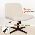 thumbnail image 4 of NEO CHAIR Criss Cross Chair No Wheels Armless&nbsp;Comfy Desk Chair Wide Vanity Makeup&nbsp;Cross Legged Office Adjustable Computer Task for Home Office Fabric (Beige), 4 of 8