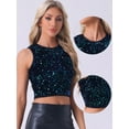thumbnail image 2 of DARING DIVA Women's Sparkle Glitter Sleeveless Club Crop Tank Top XS Blue Green, 2 of 6