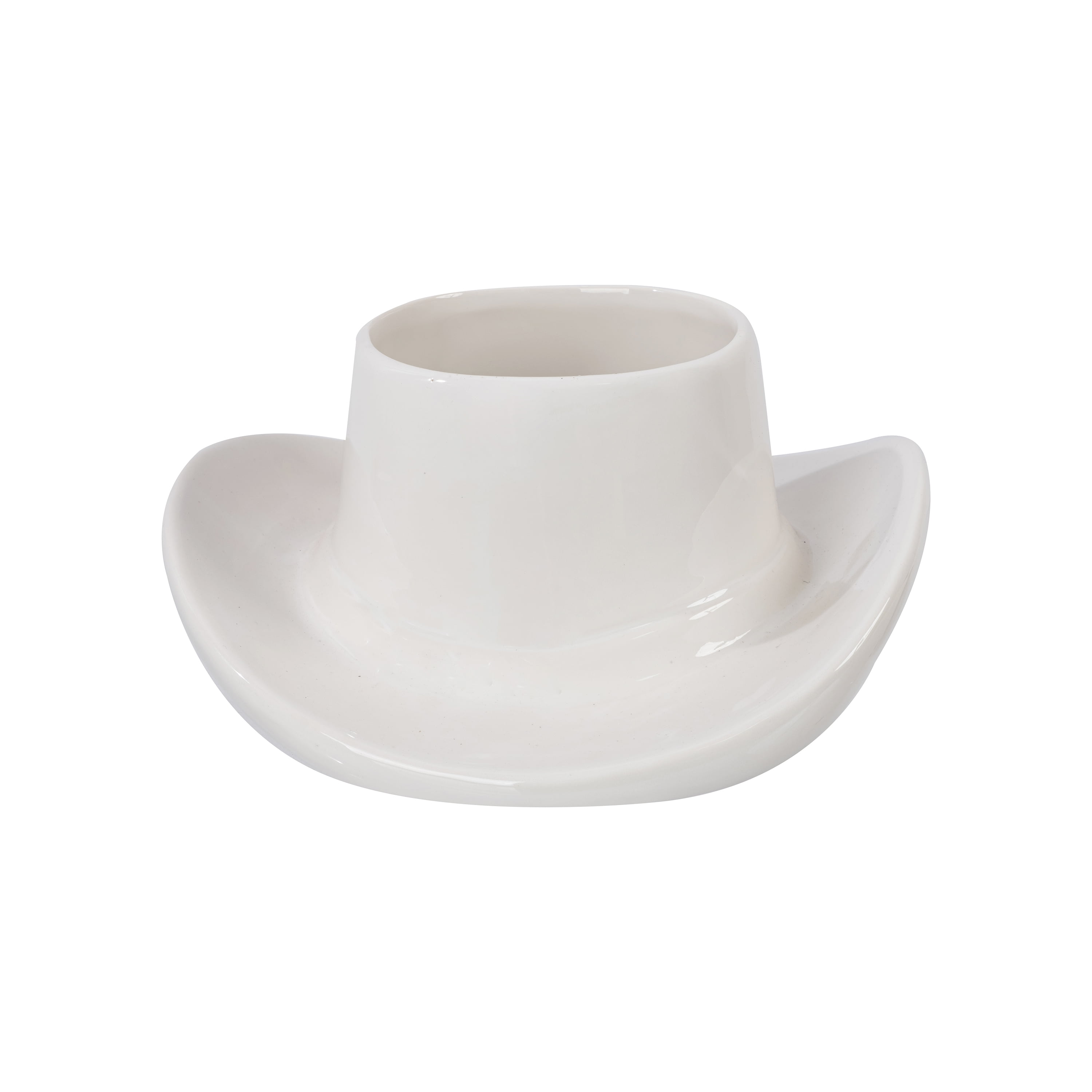 Mainstays 9.3" x 10.2" x 4.3" Round White Ceramic Cowboy Hat Planter