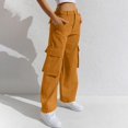 thumbnail image 3 of Gibobby Pantalones tipo cargo mujer Pantalones casuales de jeans de trabajo con múltiples bolsillos de color sólido para mujer(Rojo,M), 3 of 4