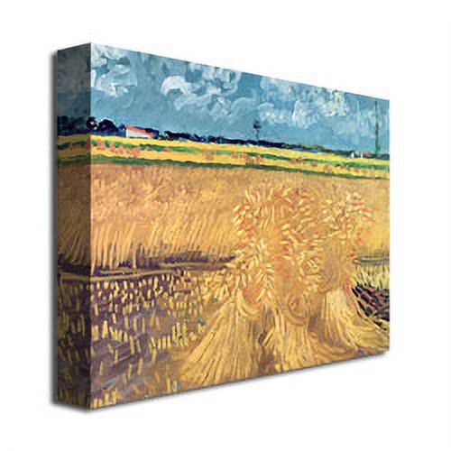 Trademark Fine Art "Wheatfield With Sheaves, 1888" Canvas Wall Art by Vincent van Gogh