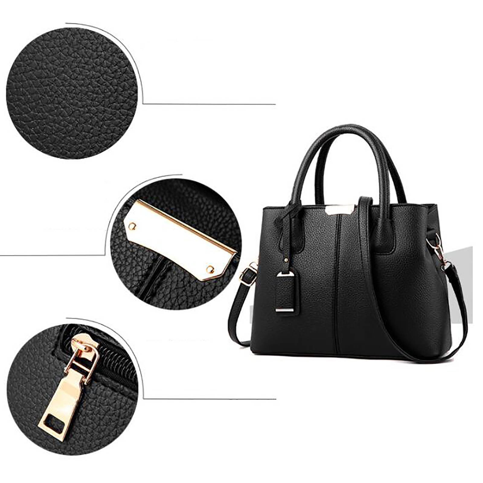 Handbags for Women,Purses and Handbag Ladies PU Leather Top Handle Satchel Shoulder Tote Crossbody  Bag Black Bags