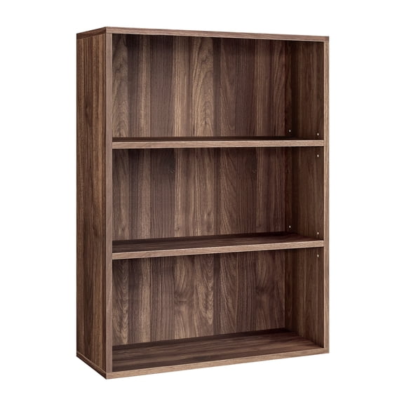 VASAGLE CUSTOS Collection - Bookshelf, 3-Tier Bookcase, Book Shelf, Open Storage Shelf, for Living Room, Home Office, Dining Room, Natural Walnut