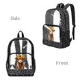 thumbnail image 2 of ZIATUBLES Clear Backpack, Heavy Duty Fabric & PVC Transparent Bookbag with Highland Cow Sunflower Leopard Print, Large Capacity See Through Backpack for School College Work Travel Security, 2 of 7