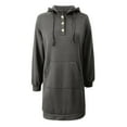 thumbnail image 6 of Women's Casual Hooded Sweater Dress Button Front Long Sleeve Pullover Tunic For Daily Wear Comfortable Loungewear Outfit Fall Winter, 6 of 6