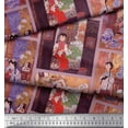 thumbnail image 3 of Soimoi Viscose Chiffon Fabric Flower Vase,Cat & Girl Patchwork Print Fabric by Yard 42 Inch Wide, 3 of 3