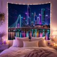 thumbnail image 2 of Cityscape Night Viewed with Body Water Modern Left, Mystical Fantasy for Space Lovers, Galaxy Room Decor, Housewarming Gift, Tapestry Wall Hanging for Bedroom and Dorm, 2 of 7