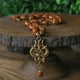 thumbnail image 4 of Kamada Combination of Red Coral (Moonga) mala and exquisite Trishul Rudraksha mala,Spritual Necklace/rosary for Women and Men, 4 of 5