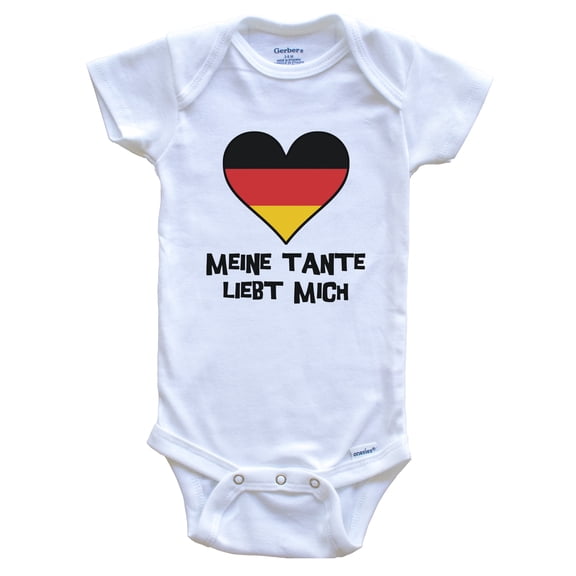 My Aunt Loves Me German Language Germany Flag Heart Baby Bodysuit - Meine Tante liebt mich, 0-3 Months White