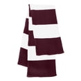 thumbnail image 3 of Knit Winter Rugby Striped Scarf for Men & Women - Stay Warm & Stylish (Maroon/ White) -1 Pack, 3 of 7