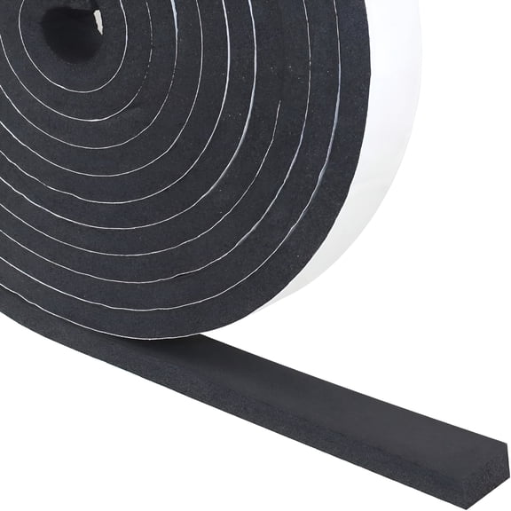 ICERUN 3/4In x 3/8In x 33Ft Foam Insulation Tape Weather Stripping Seal Strip for Doors and Windows Soundproof Black Adhesive