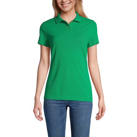 Lands' End Essentials Women's Short Sleeve Basic Mesh Polo Shirt - Cotton Blend Easy Care Breathable