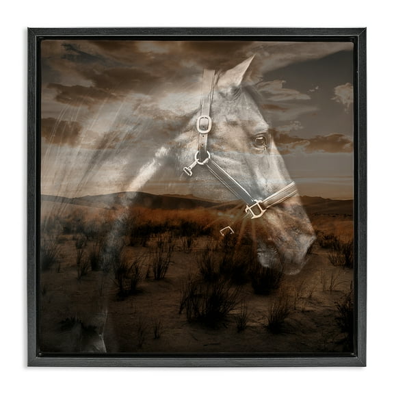 Stupell Industries Horse over Nature Visage Animals Painting Black Floater Framed Canvas Art Print Wall Art, 18 x 18