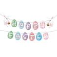 thumbnail image 5 of Feliz cartel de Pascua, conejito colorido, huevos de Pascua, cartel de zanahoria, guirnalda, signos, decoraciones para el día de Pascua con temática de primavera para el hogar, 5 of 5