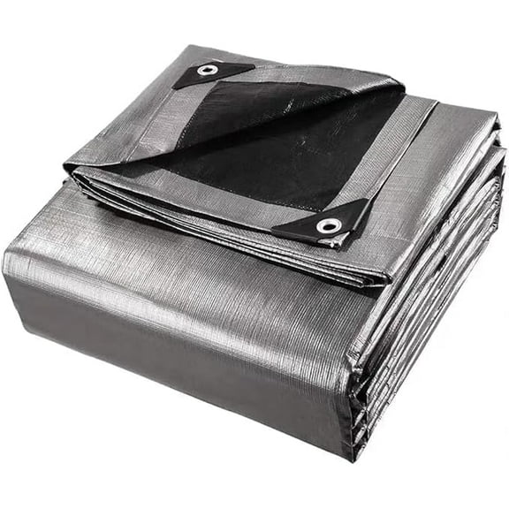 Heavy Duty Waterproof Tarp, 20x30 Ft, Silver/Black, 12Mil Thick, Reinforced Corners with Grommets