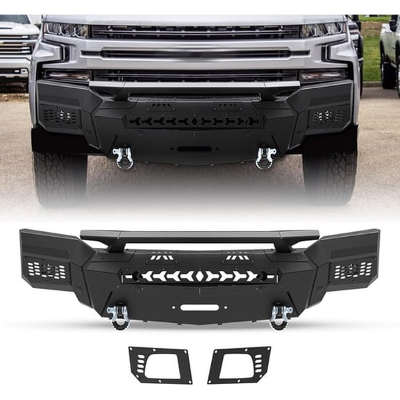 Front Bumper for 2019-2021 Chevy Silverado 1500 w/ LED Lights D-rings Heavy Duty