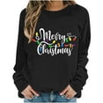 thumbnail image 4 of Lopecy-Sta Women's Merry Christmas Light Print Crewneck Sweatshirt, Casual Long Sleeve Pullover Top for Holiday Party Daily Wear Black XL, 4 of 6