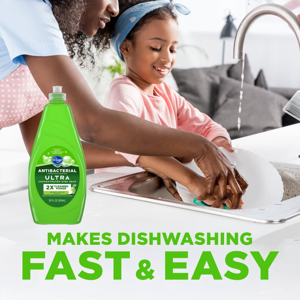 Kroger Ultra Concentrated Antibacterial Liquid Dish Soap Green Apple Scent 28 fl oz - 3 count