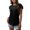Black, variant on Summer Polyester Short Sleeve Crewneck Spandex T Shirts for Women Red Fashion Solid Color Crew Neck Ladies Round Ruffle Shirt XXL