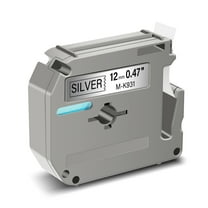 GREENCYCLE 1PK Compatible for Ptouch MK931 M-K931 M931 M-K931S 0.47" 12mm Black on Silver Label Maker Tape