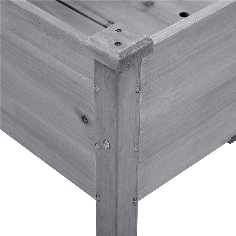 Yaheetech Rectangle Fir Wood Raised Garden Bed Planters,Gray