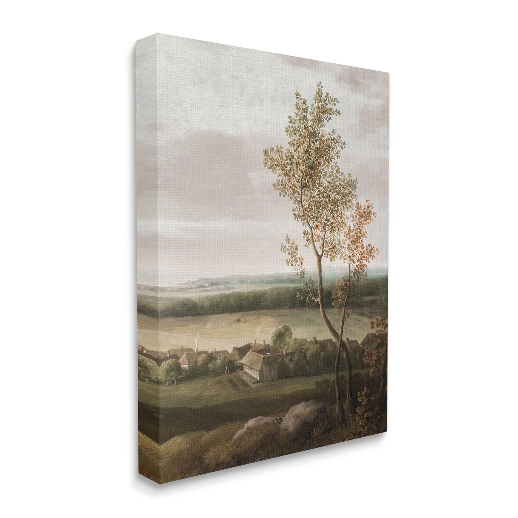 Classic Coastal House Nature Painting Landscape Painting Gallery Wrapped Canvas Print Wall Art