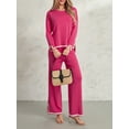 thumbnail image 3 of KelaJuan Women 2 Piece Knitted Outfits Contrast Color Loose Sweater and Elastic Pants Set Streetwear Aesthetic Clothes, 3 of 6