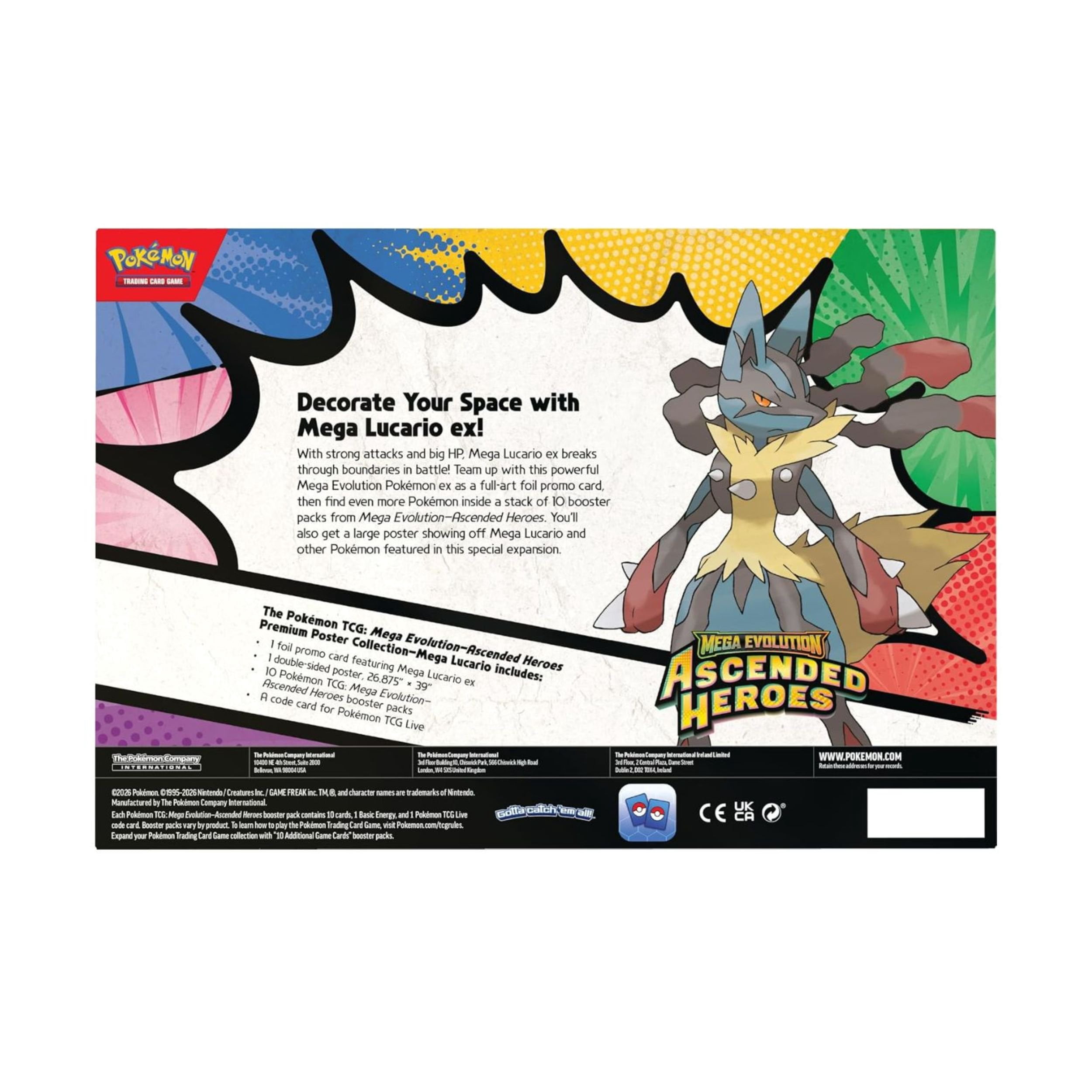 Pokemon TCG Mega Evolutions Ascended Heroes Premium Poster Collection  Mega Lucario EX